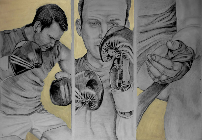 Boxing Triptych with Gold Details