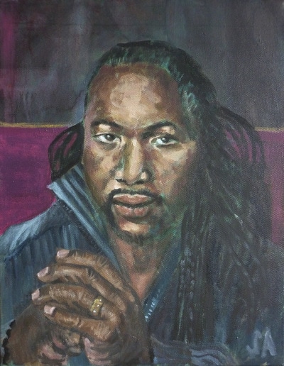Lennox Lewis Painting in Acrylics