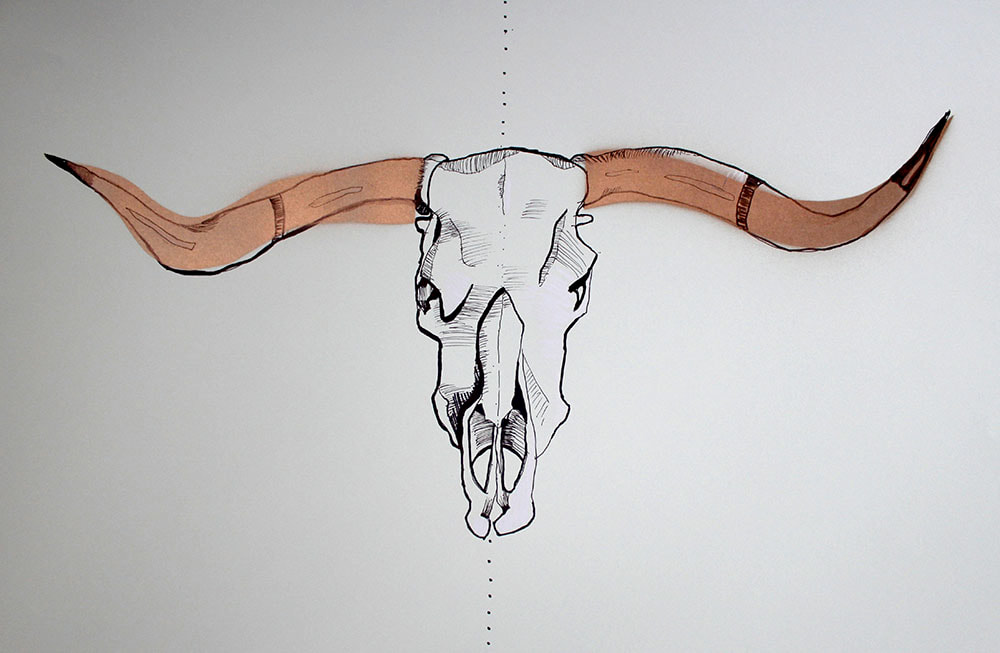 Long Horn Cow Skull Art
